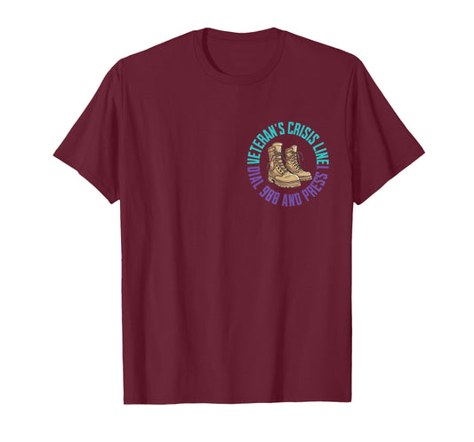 (2 Sided) Military Veteran Suicide Awareness Crisis Number T-Shirt