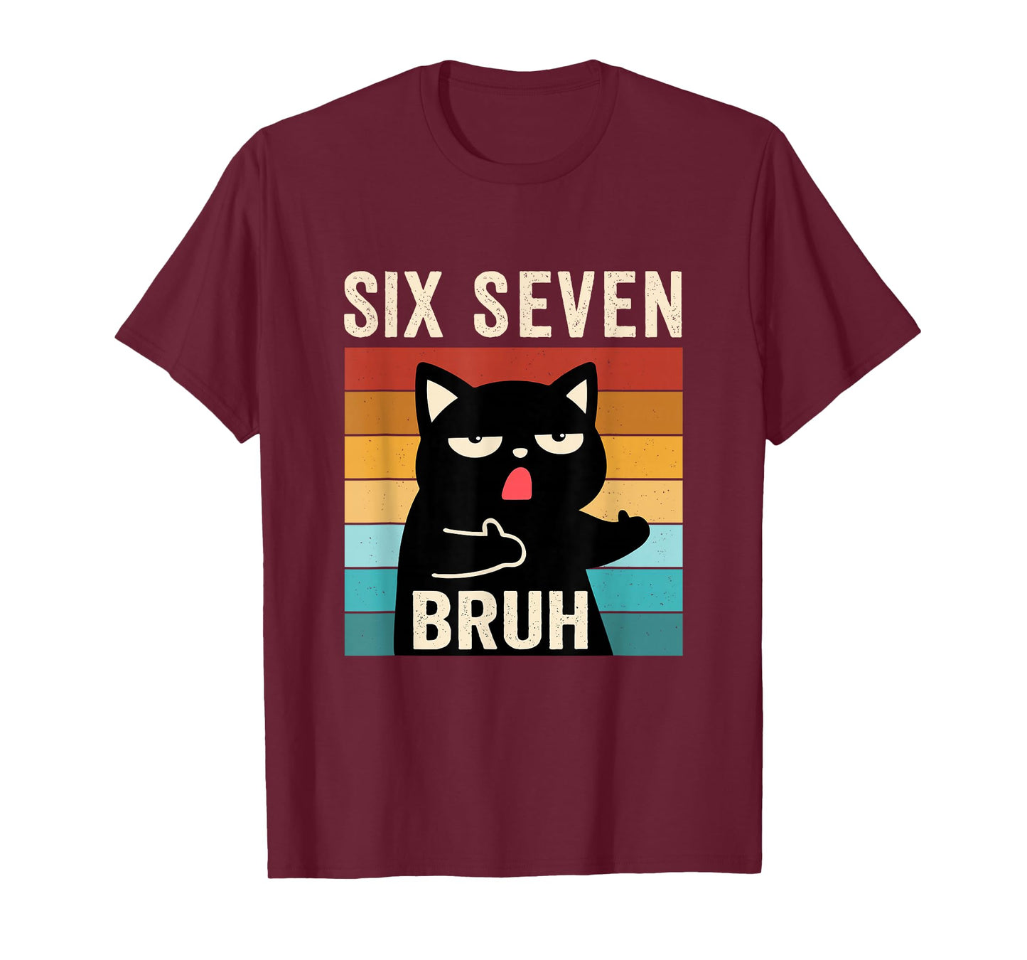 Funny 67 Meme Bruh with Cat Boys Girls Teens Six Seven Bruh T-Shirt