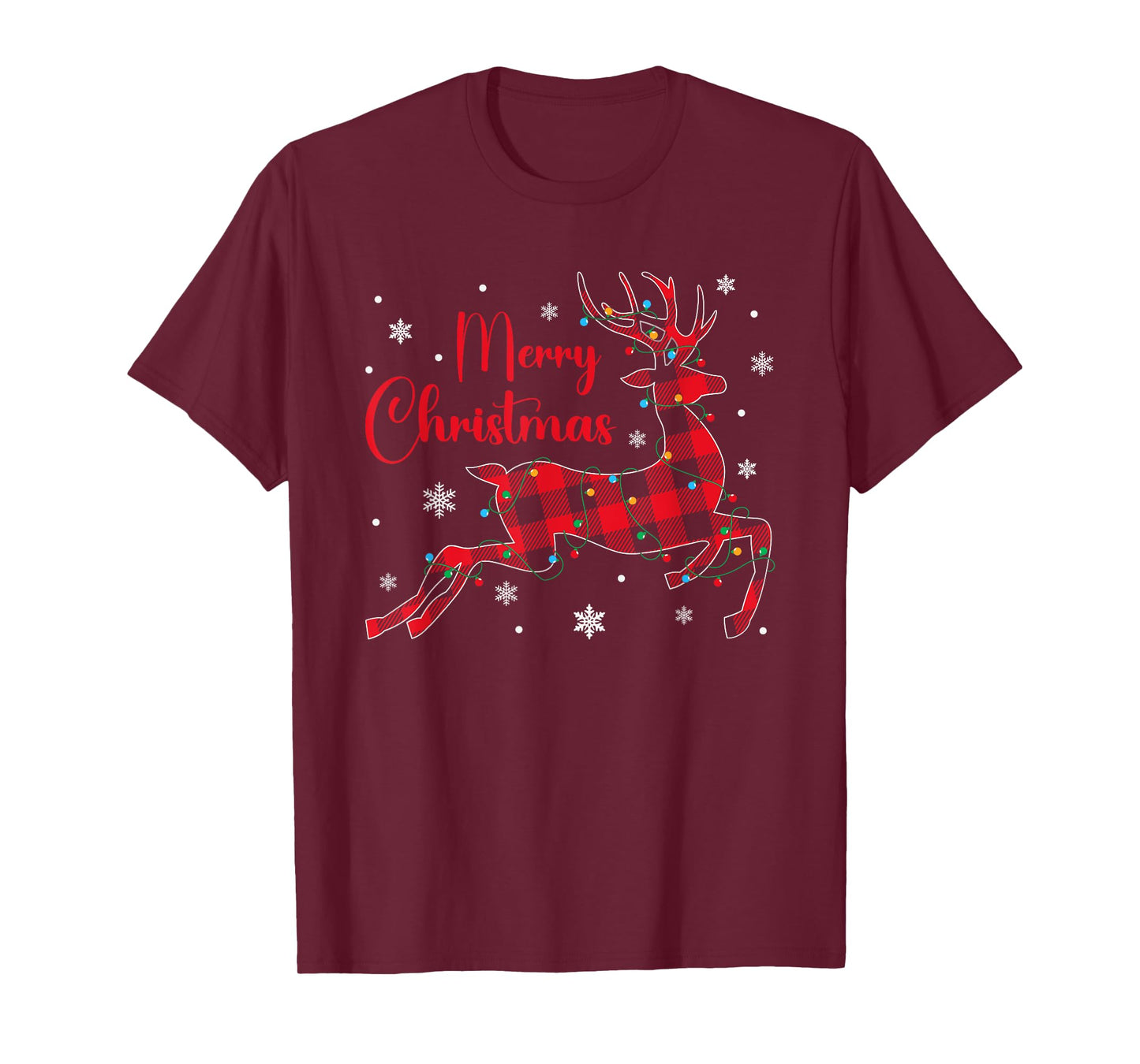Christmas Pajamas Red Plaid Reindeer Buffalo Plaid Christmas T-Shirt