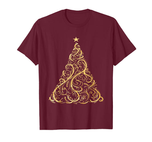 Christmas Tree Gold Deocrative Holiday Fashion T Shirt