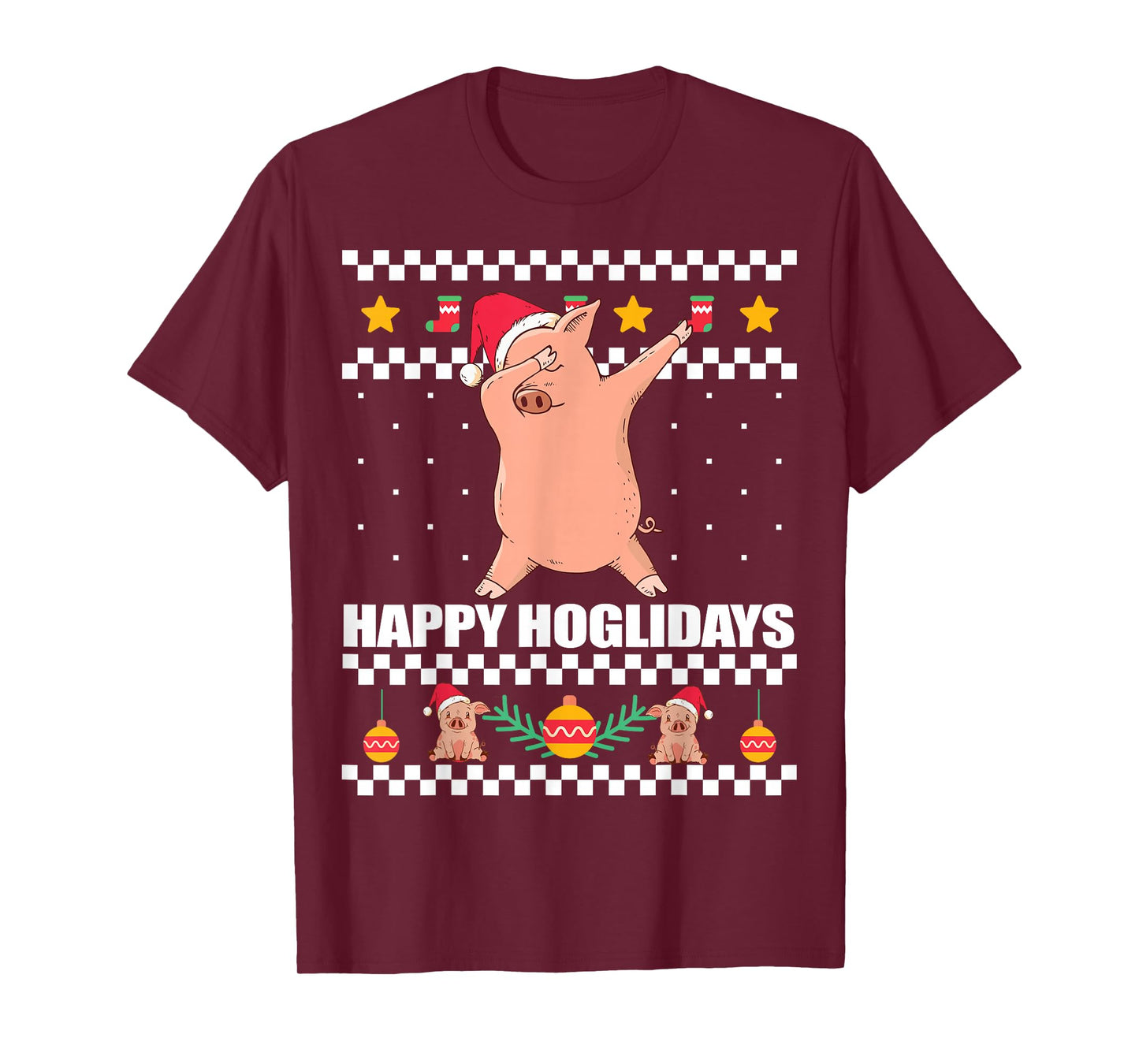 HAPPY HOGLIDAYS Ugly Christmas Sweater Xmas Pig Dabbing Meme T-Shirt