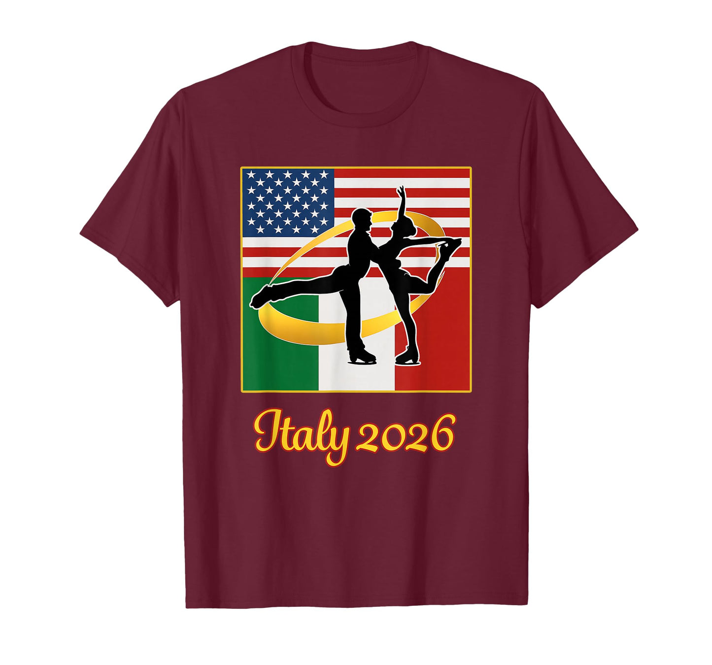 Italy 2026 Pair Skating 2026 USA Italy Flags Winter Sports T-Shirt
