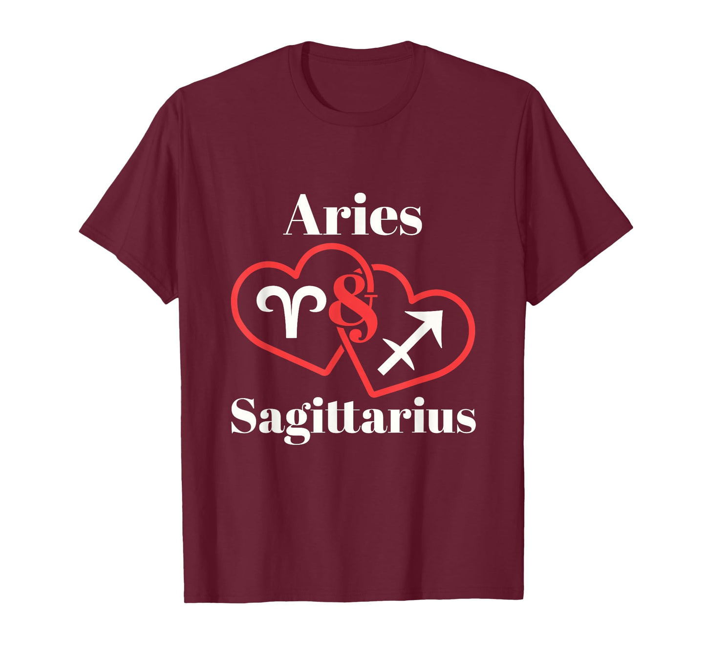Aries Sagittarius Zodiac Couples Astrology Heart Valentine T-Shirt