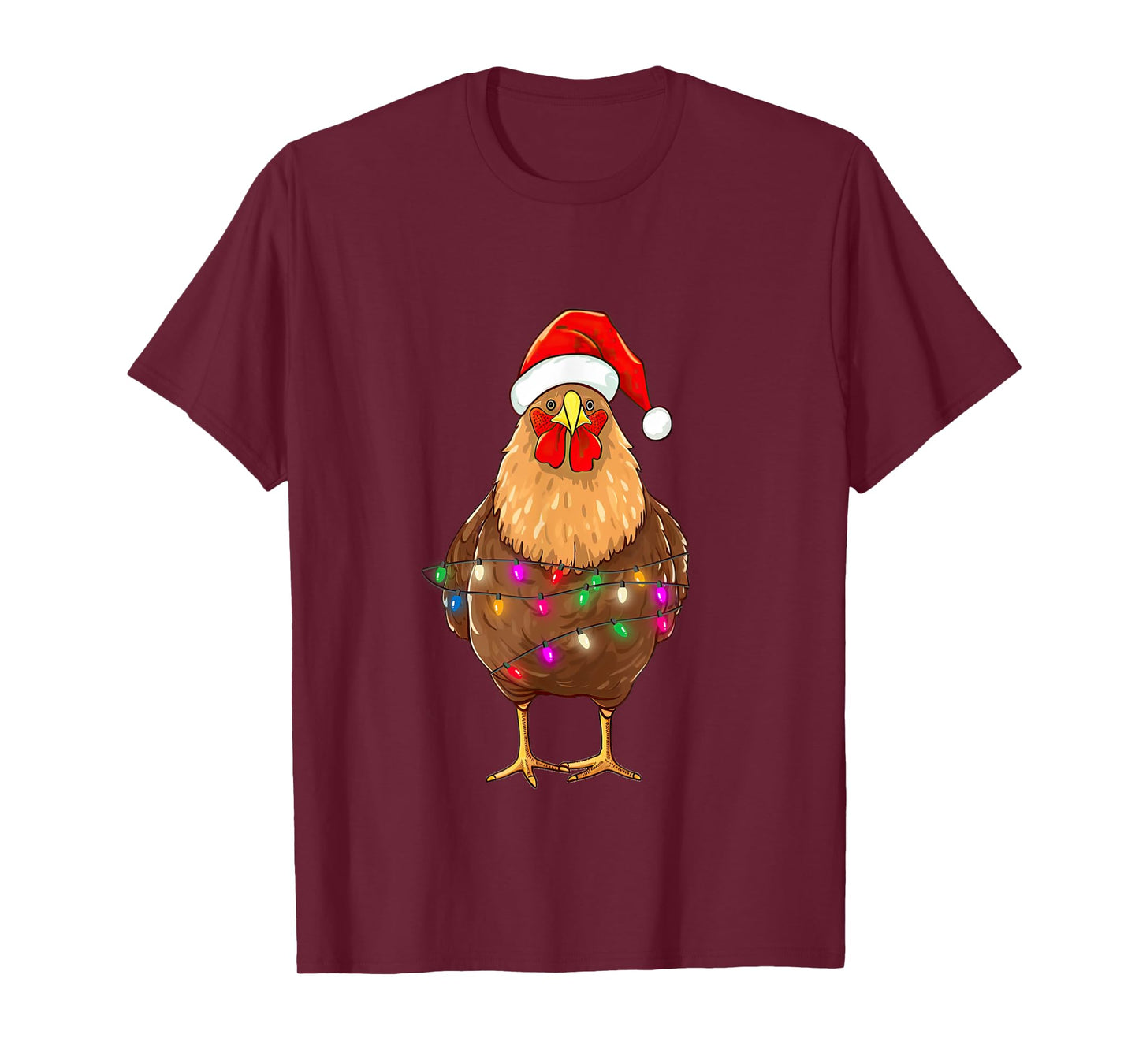 Chicken Christmas Lights Chicken Santa Farmer Xmas T-Shirt