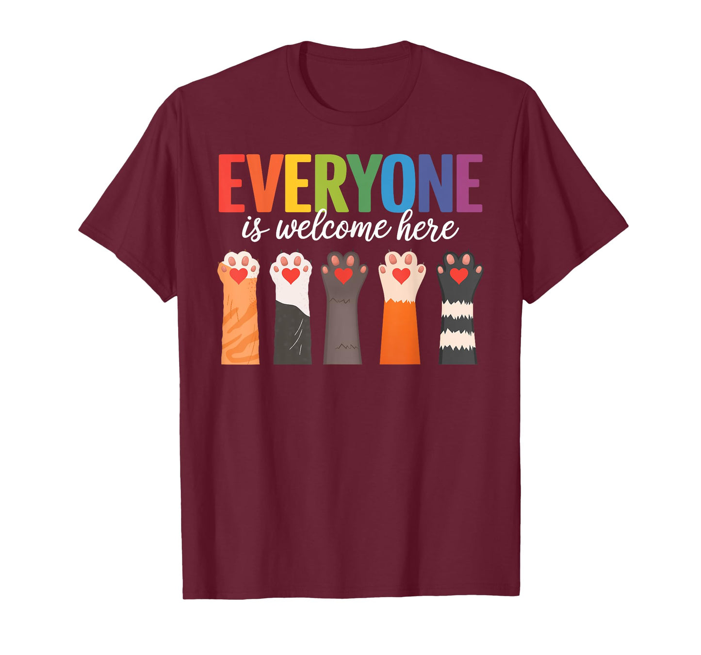 Cat Paw, Everyone Is Welcome Here Idaho Teacher T-Shirt