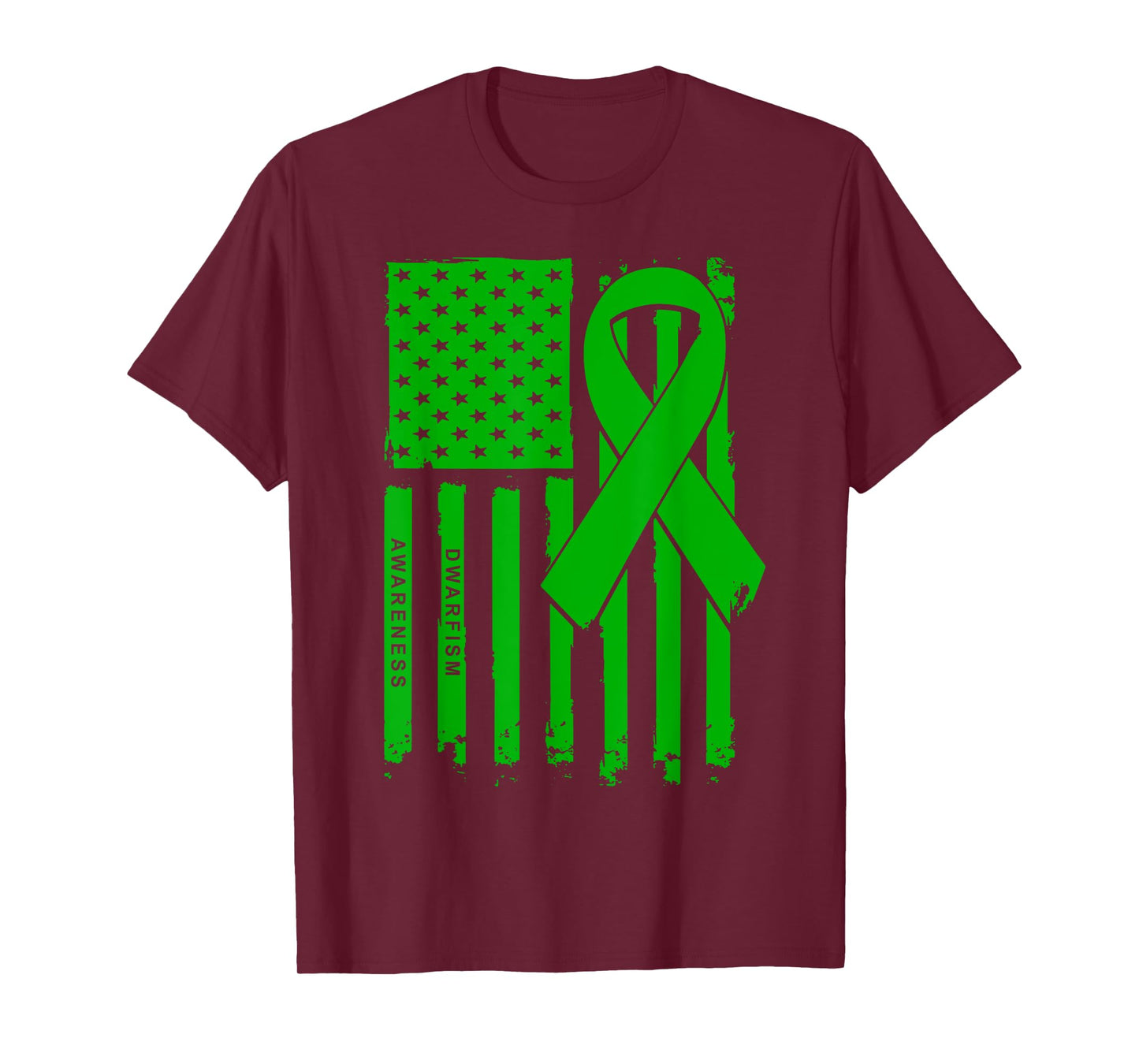 American Flag Green Ribbon Dwarfism Awareness T-Shirt for Women Men