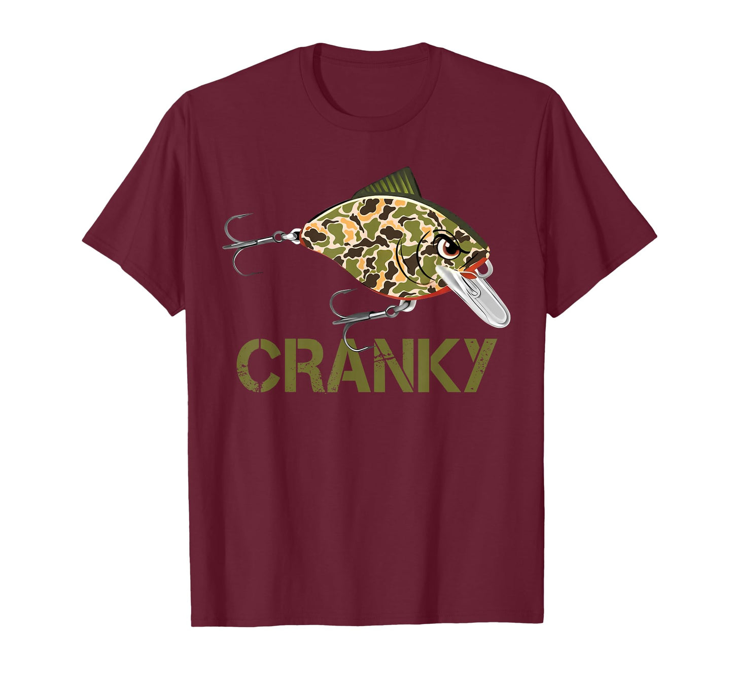 Cranky Camo Crankbait Fish Lure Angler Funny Father's Day T-Shirt