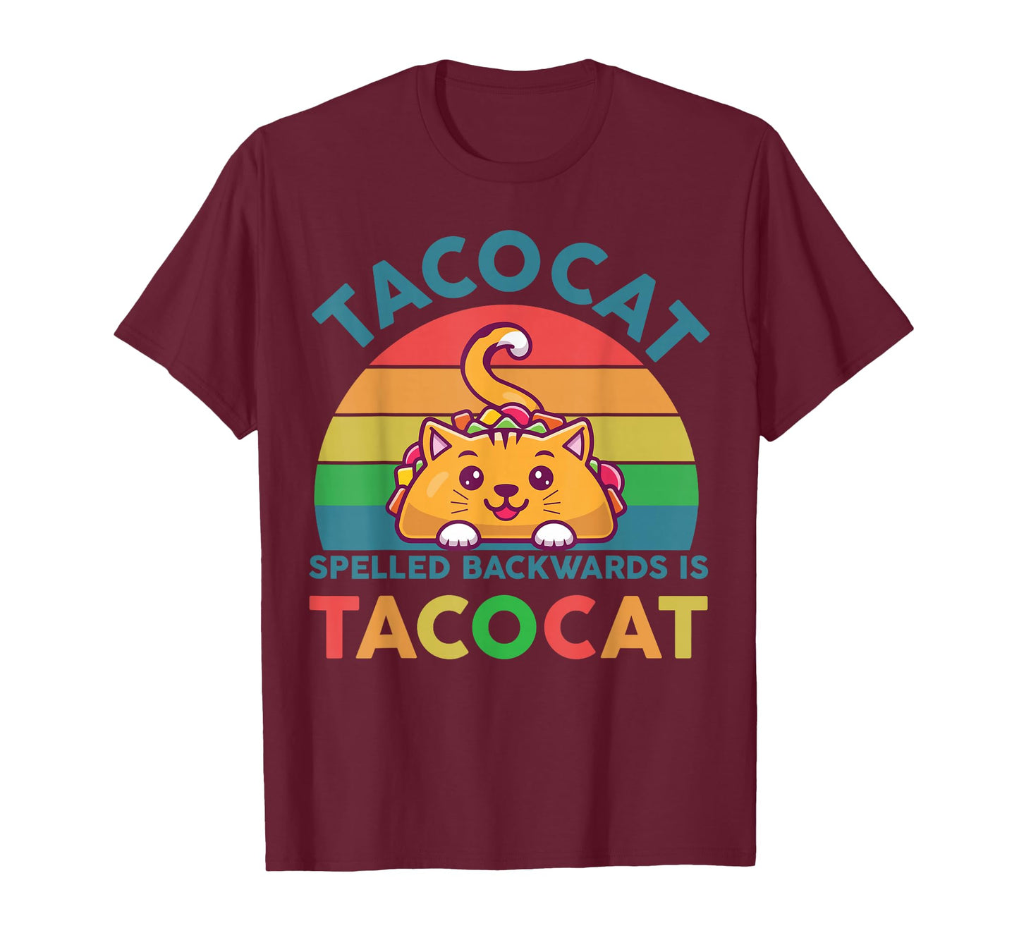 Taco-Shirt Women Men Youth Cute Spelled Backwards Taco-Cat T-Shirt