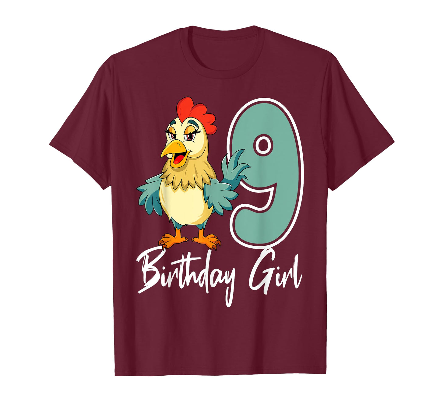 Chicken 9th Birthday Girl Barn Farm Party Chick Barnyard T-Shirt