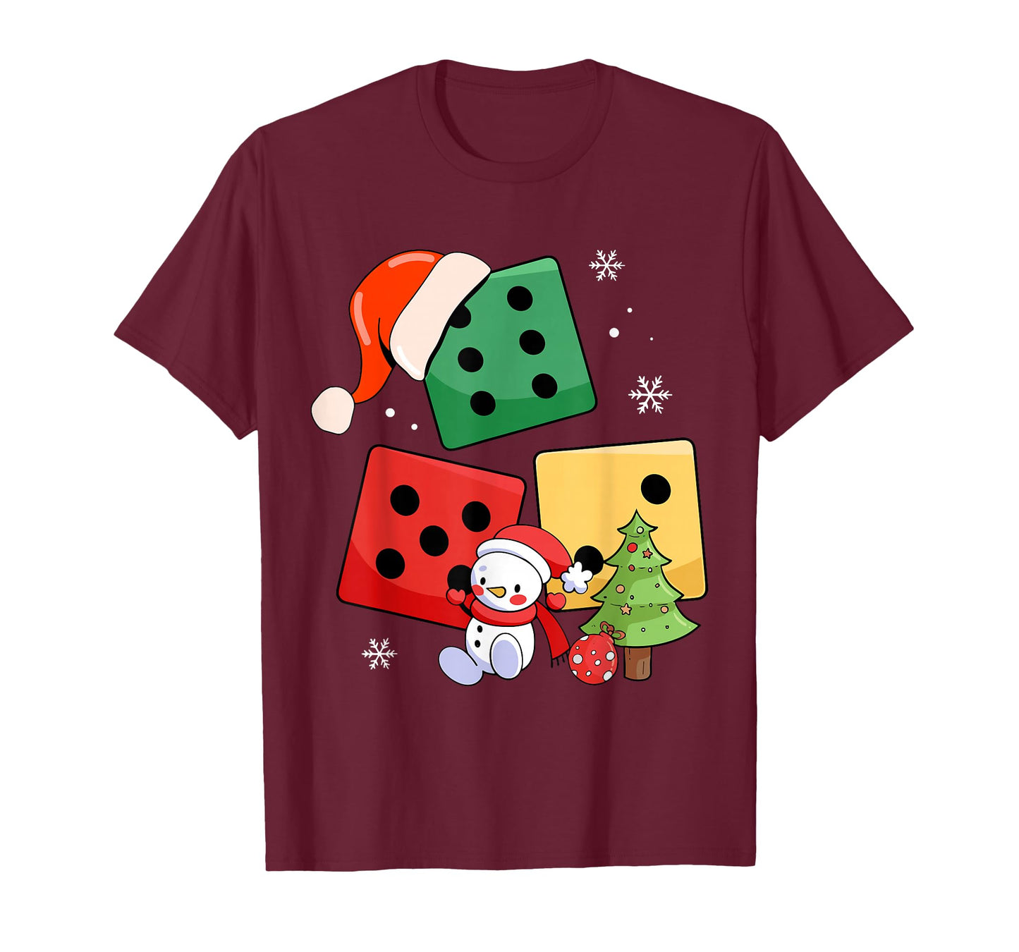 Six Seven Christmas Three Dice Santa Hat 67 Meme T-Shirt