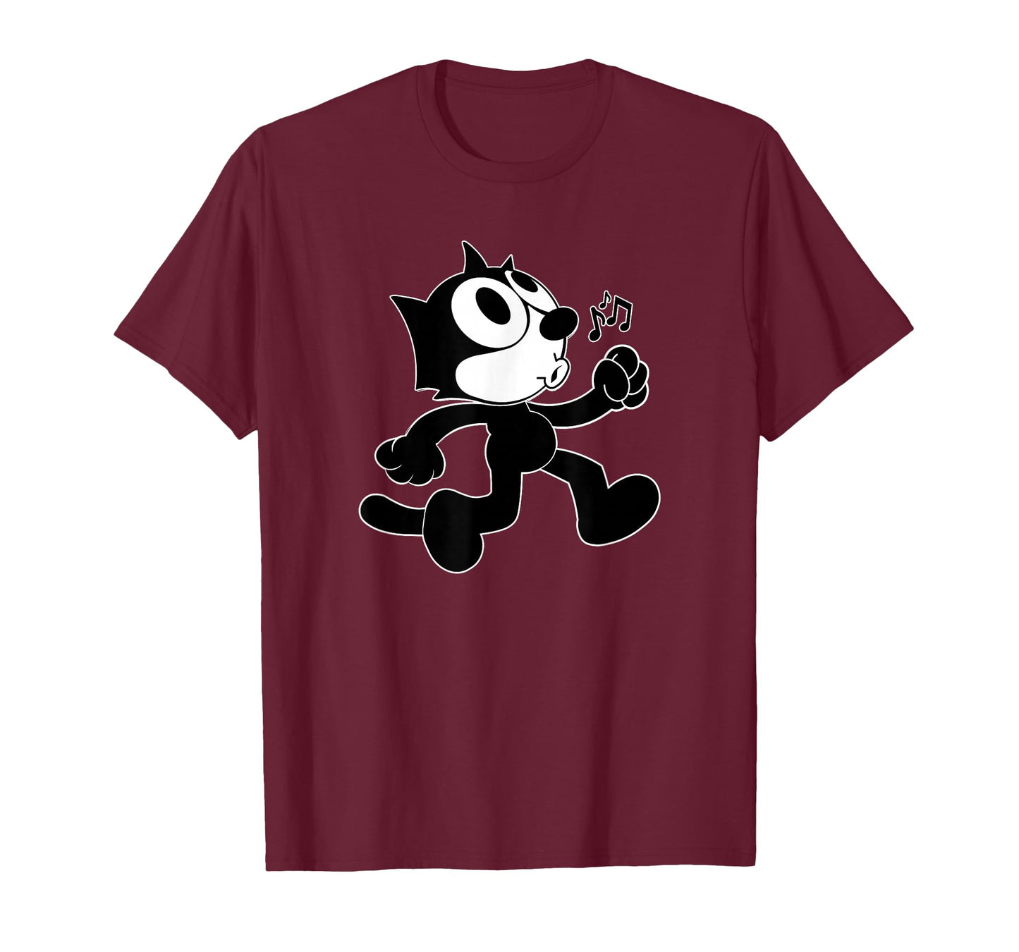 Felix Cartoon Whistling and Walking Music Notes Felix Tee T-Shirt
