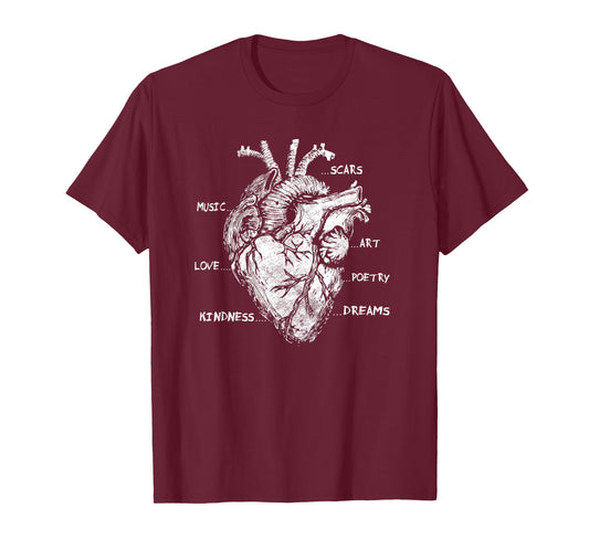 Artistic Heart Anatomical Graphic Kindness Human Anatomy Fun T-Shirt