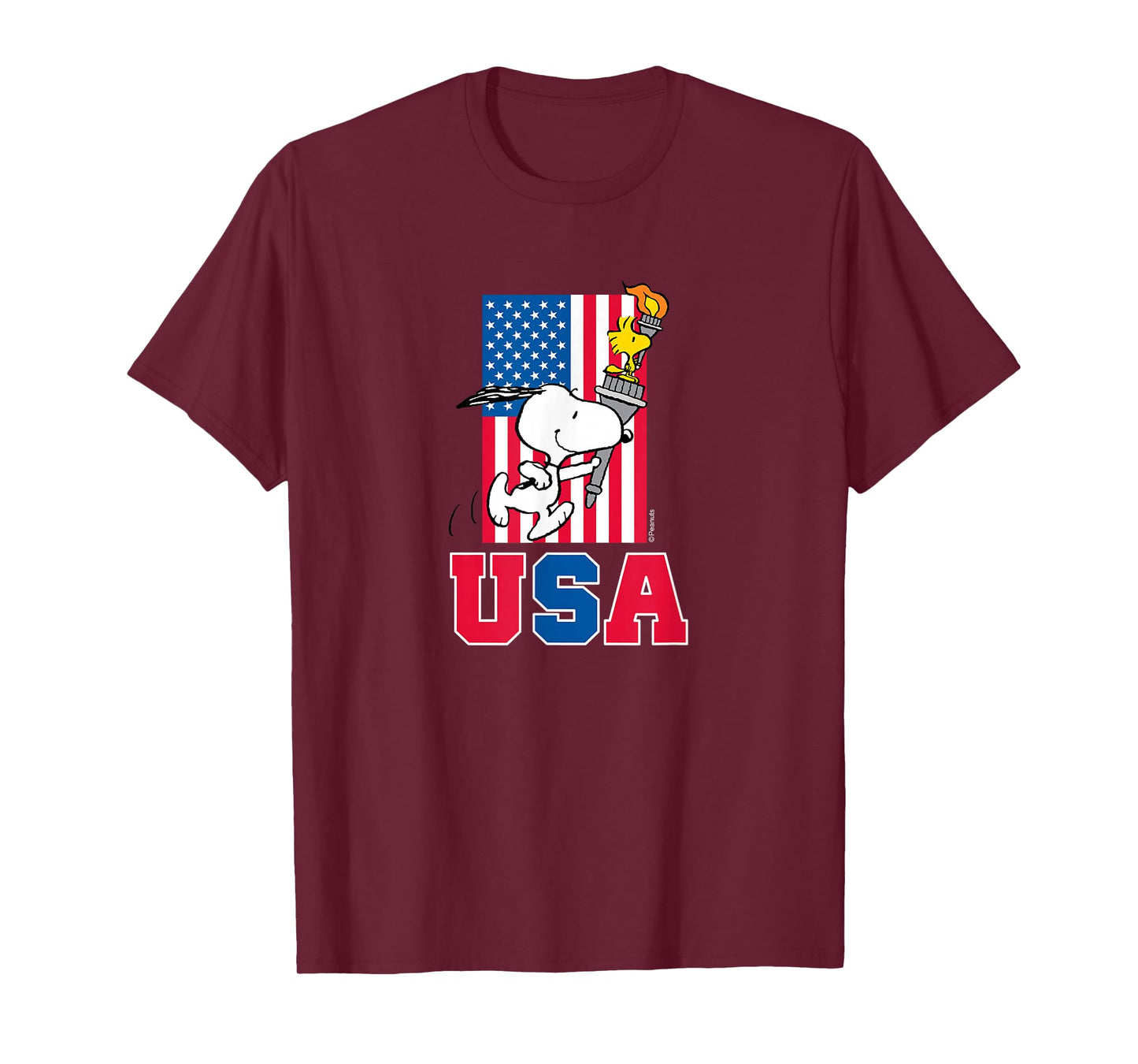 Peanuts - Snoopy & Woodstock USA Flag T-Shirt