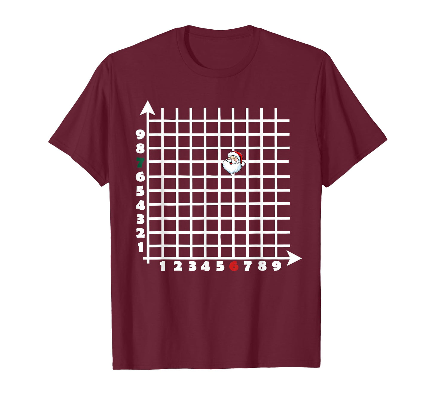 Coordinate (6,7) Funny Math Teacher 67 Math Christmas Santa T-Shirt