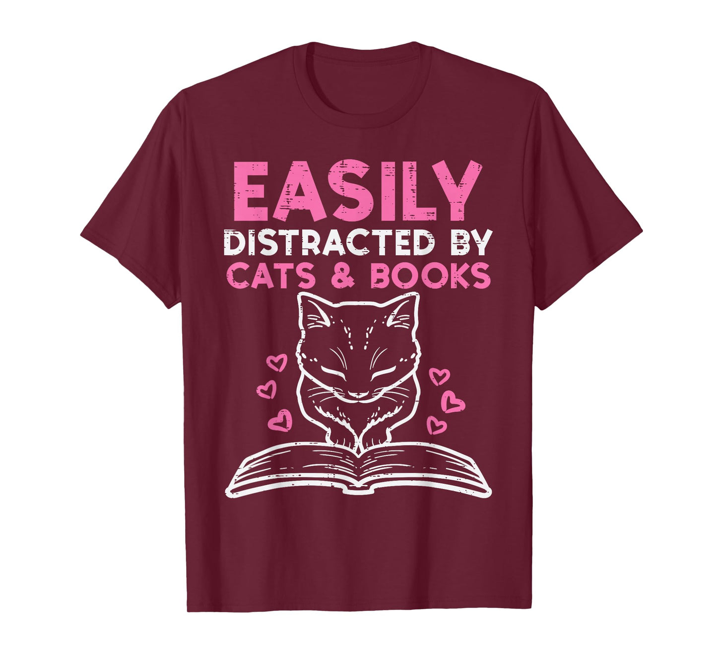Easily Distracted By Cats Books Bookworm Women Girls Kids T-Shirt