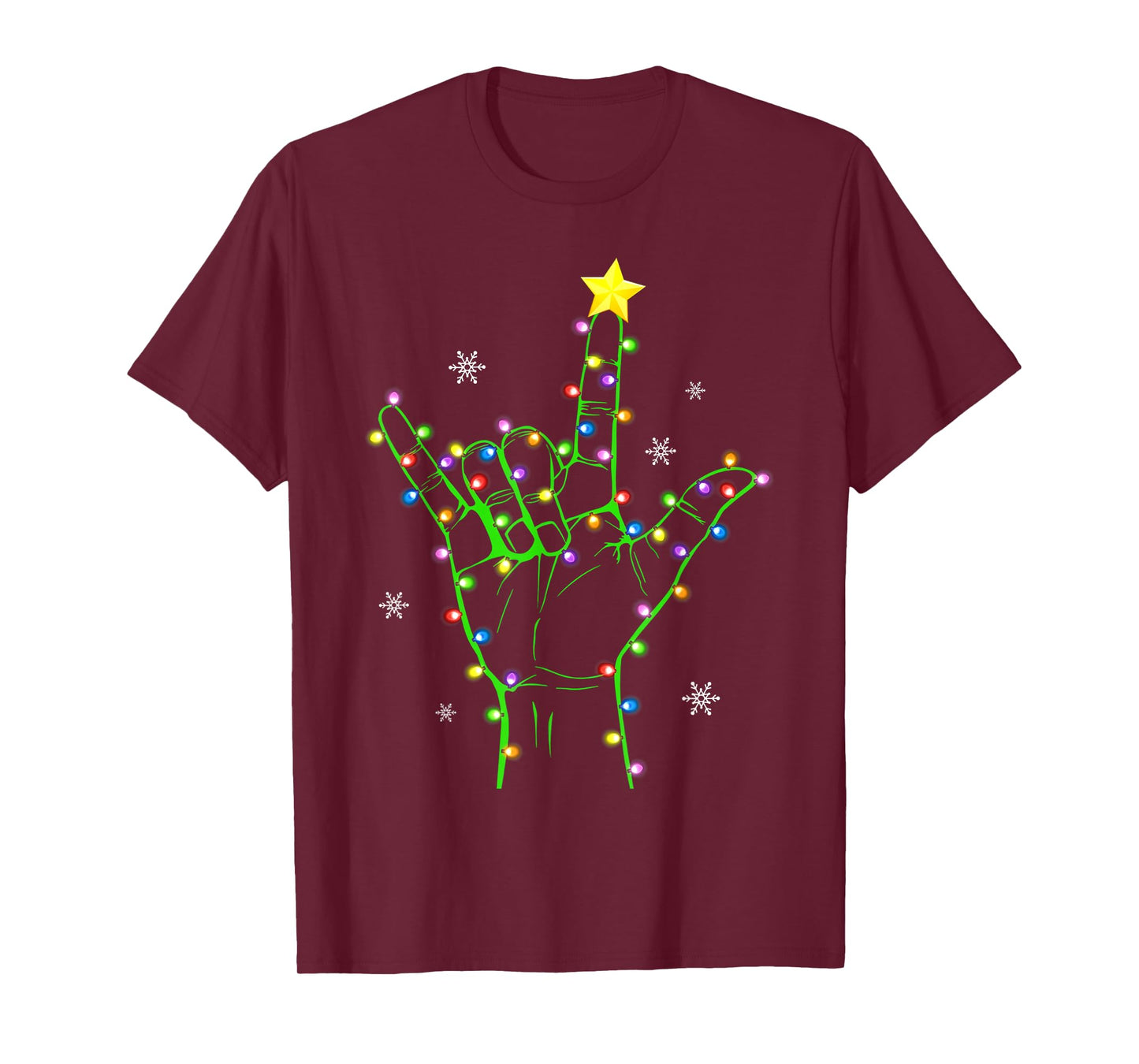 ASL Christmas Christmas Tree Lights American Sign Language T-Shirt