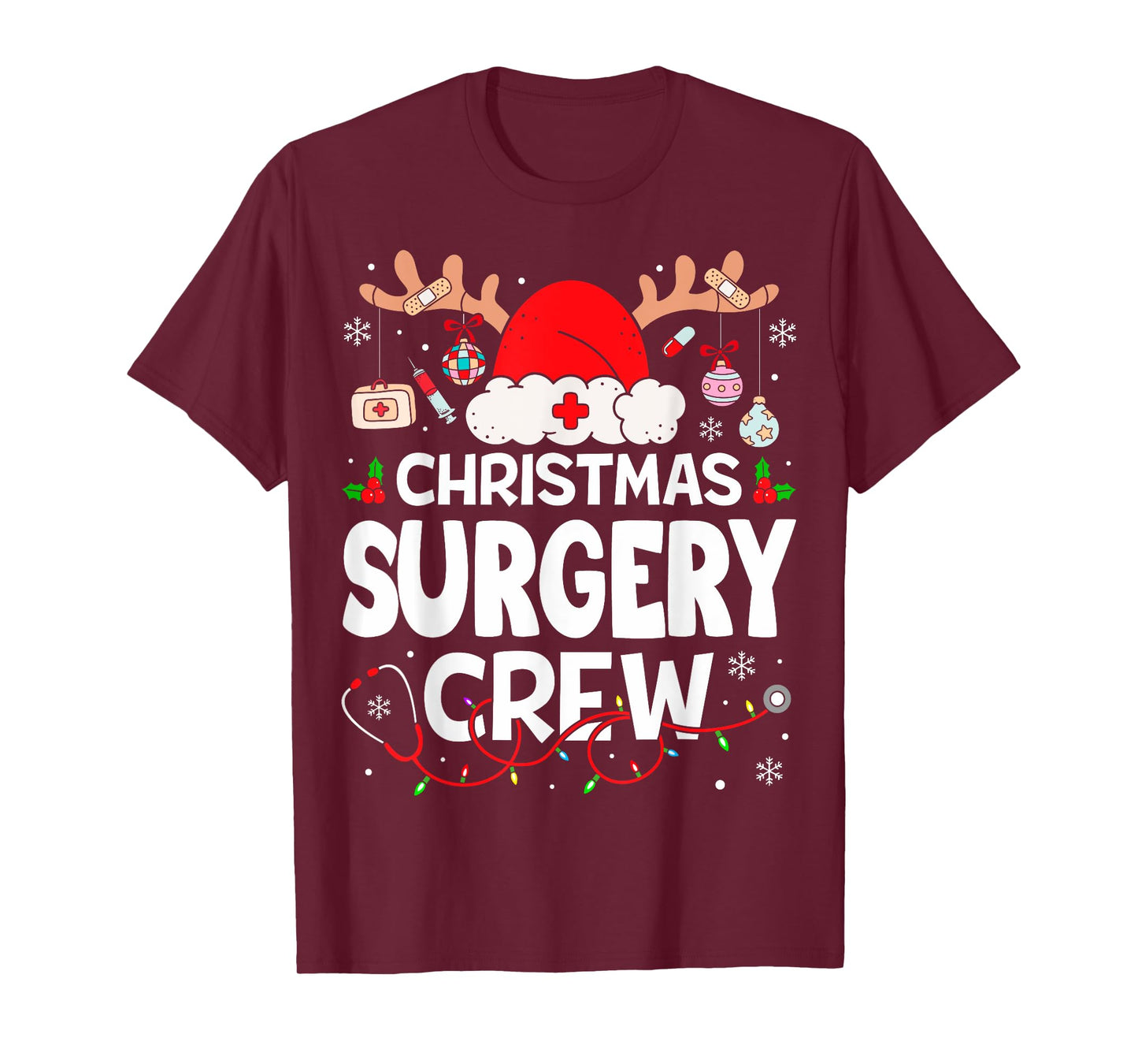 Christmas Surgery Crew Reindeer Santa Surgical Nurse T-Shirt