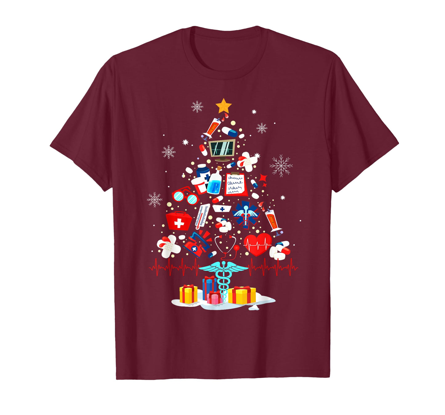 Christmas Tree Medical Tools Funny Nurse At Xmas Looks How T-Shirt