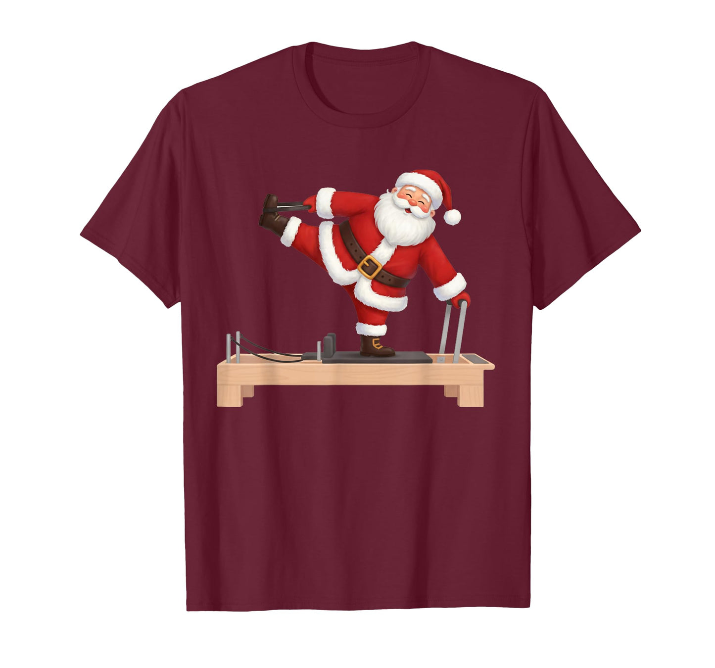 Funny Santa Doing Reformer Pilates Christmas Xmas Pilates T-Shirt