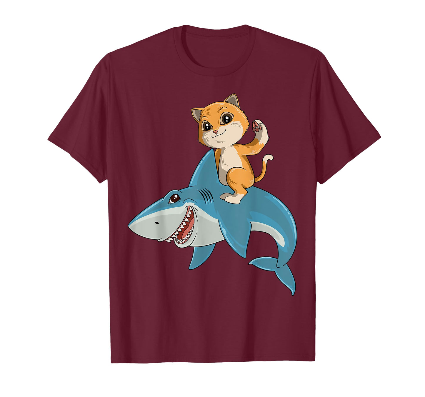 Cat Riding Shark Cat Lovers Shark Lovers T-Shirt for Men Women Kids