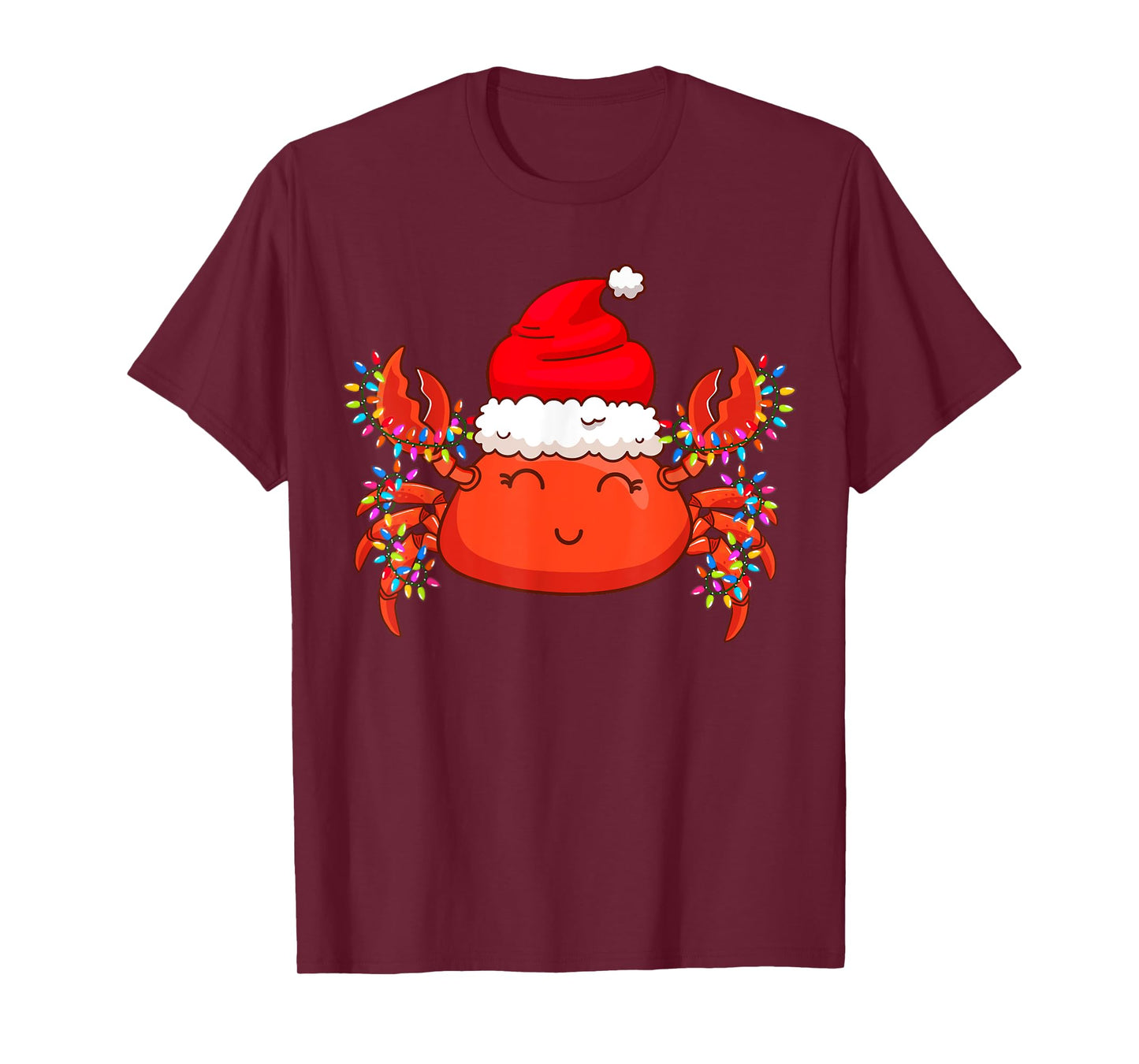 Christmas Lights Crab Wearing Xmas Hat - Cute Crab Lover T-Shirt