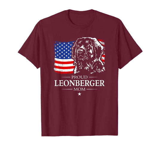 Proud Leonberger Mom American Flag patriotic gift dog T-Shirt