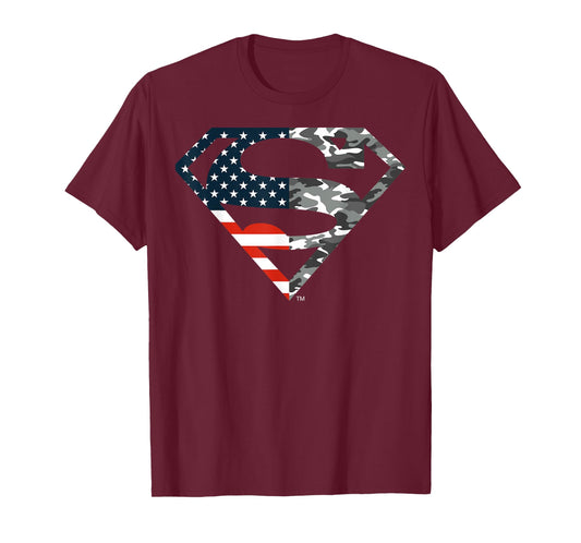 DC Comics Superman American Flag Camo Logo T-Shirt Small