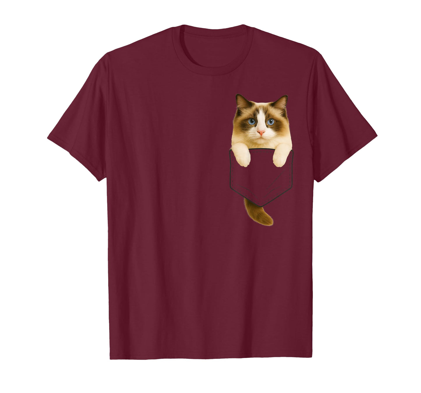 Ragdoll Cat Pocket Funny Gifts Cat Mom Cat Dad Cat Lover T-Shirt