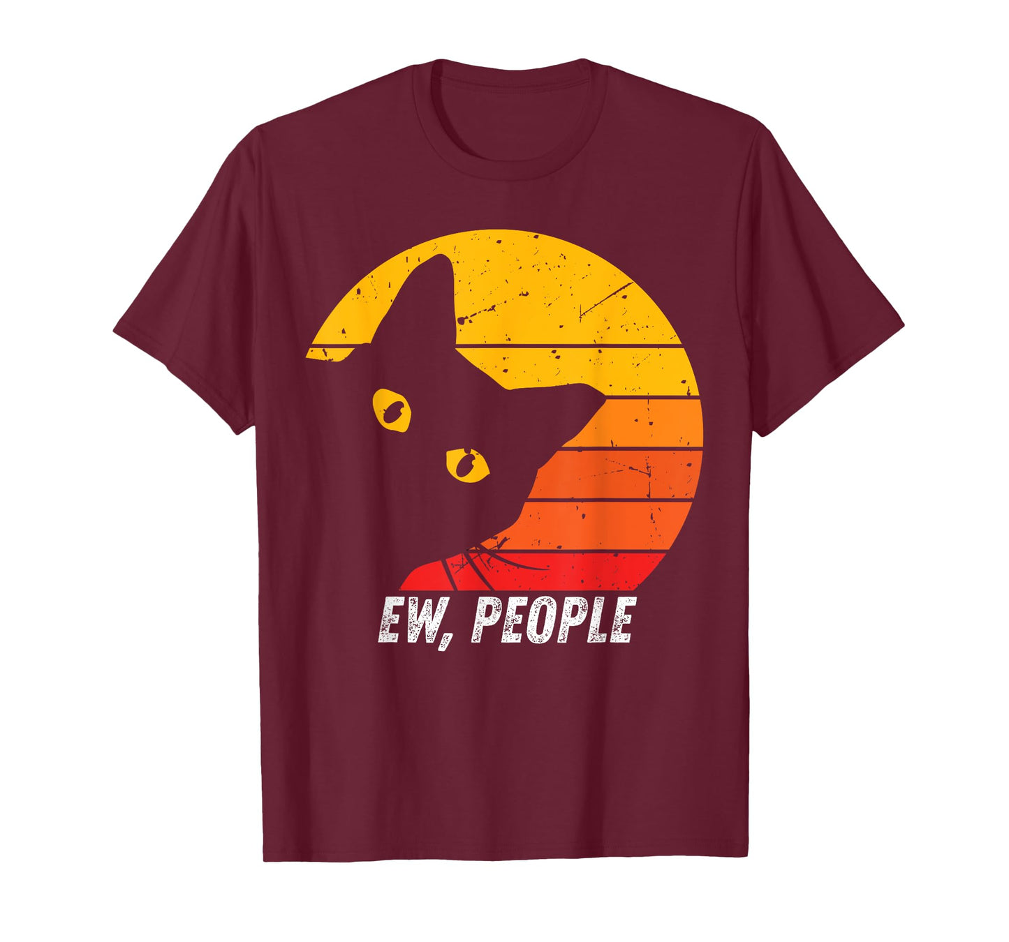 Ew People Retro Cat Funny Introvert Vintage Gifts Cat Lovers T-Shirt