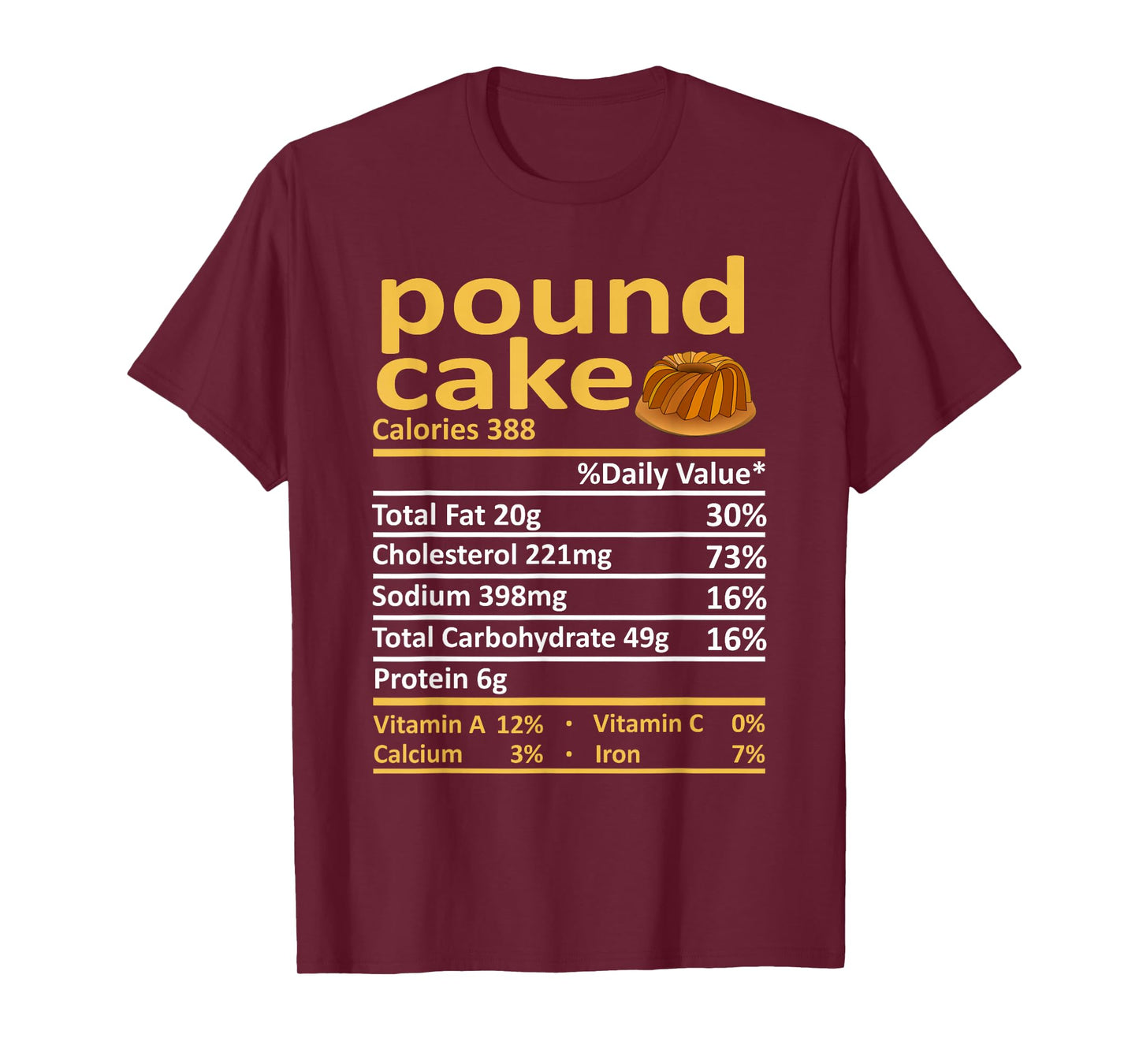 Pound Cake Nutrition Food Thanksgiving Costume Christmas T-Shirt