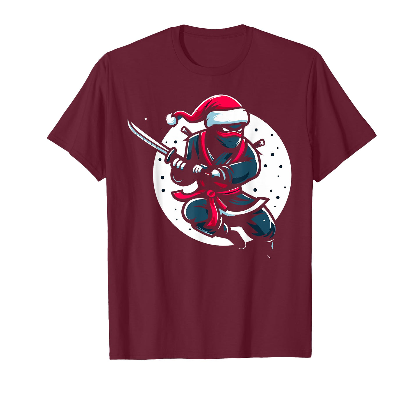 Funny Christmas Ninja Santa Hat for Boys Kids Ninja Lovers T-Shirt