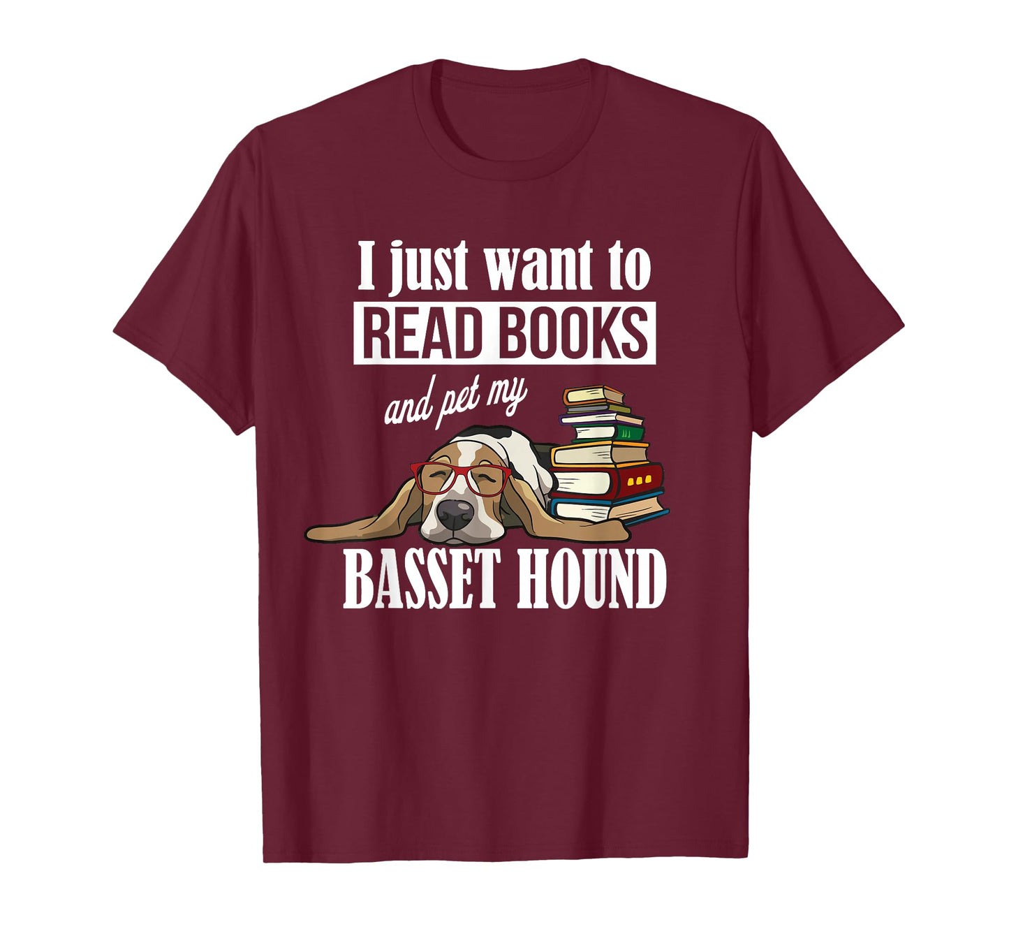 Cute Kids Read Books & Pet My Basset Hound Dog Lover T-Shirt