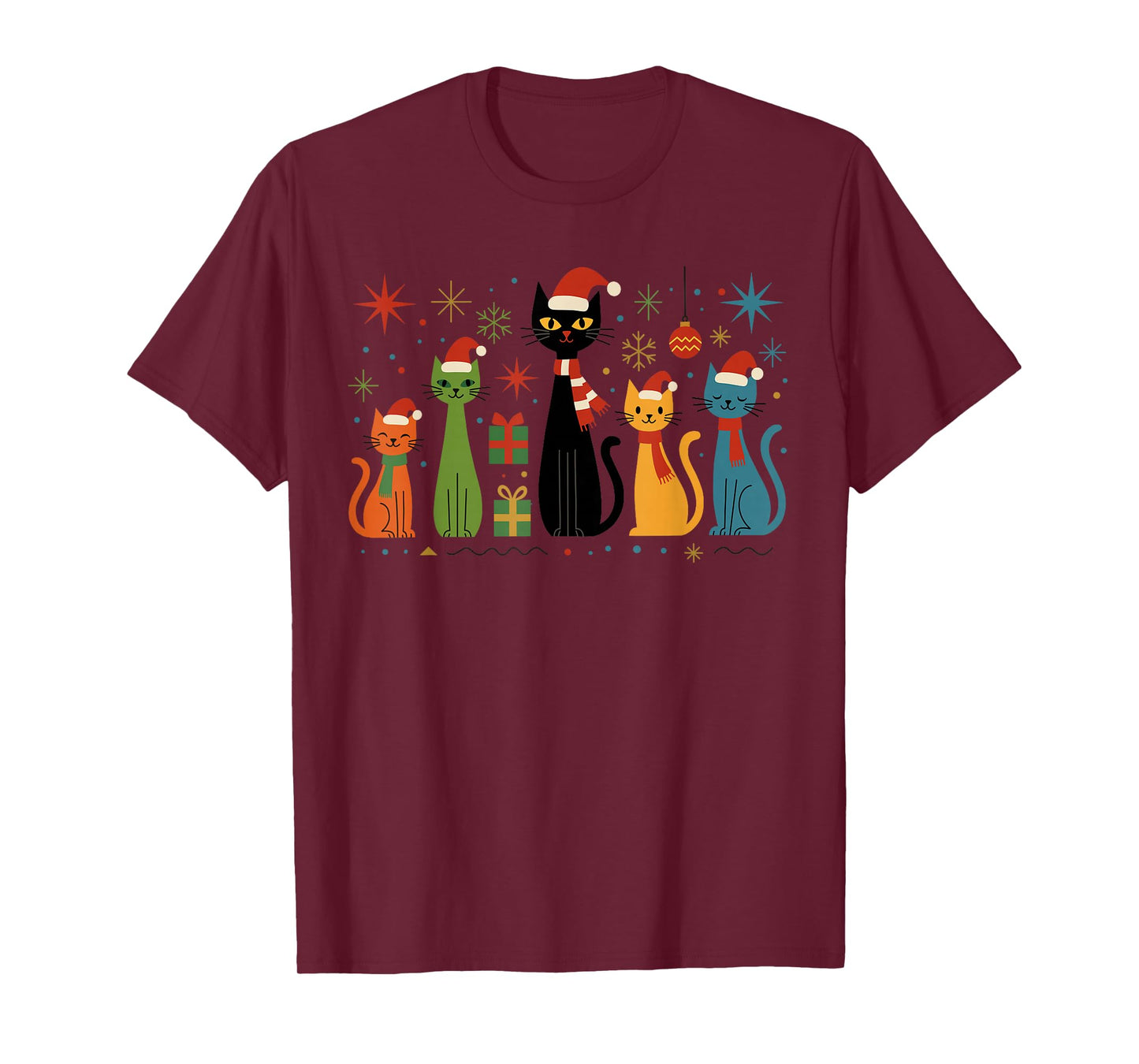 Retro Mid-Century Modern Cat Christmas Cats 50s 60s Style T-Shirt