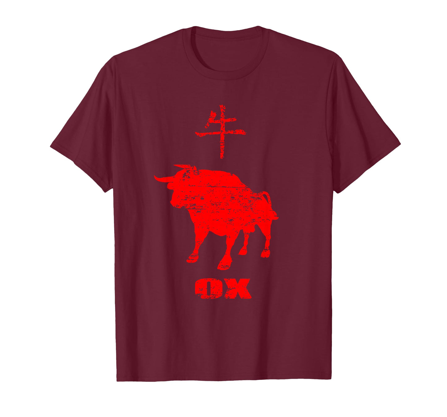 Ox and Symbol Grunge Style Design T-Shirt