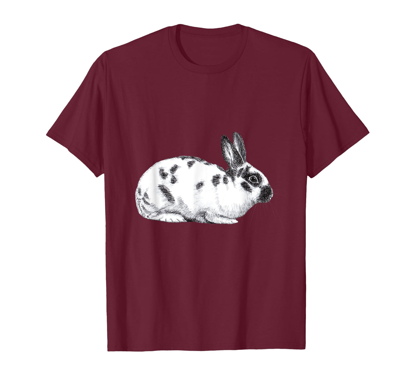 Cute English Spotted Bunny Rabbit Drawing T-Shirt