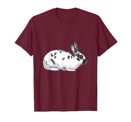 Cute English Spotted Bunny Rabbit Drawing T-Shirt