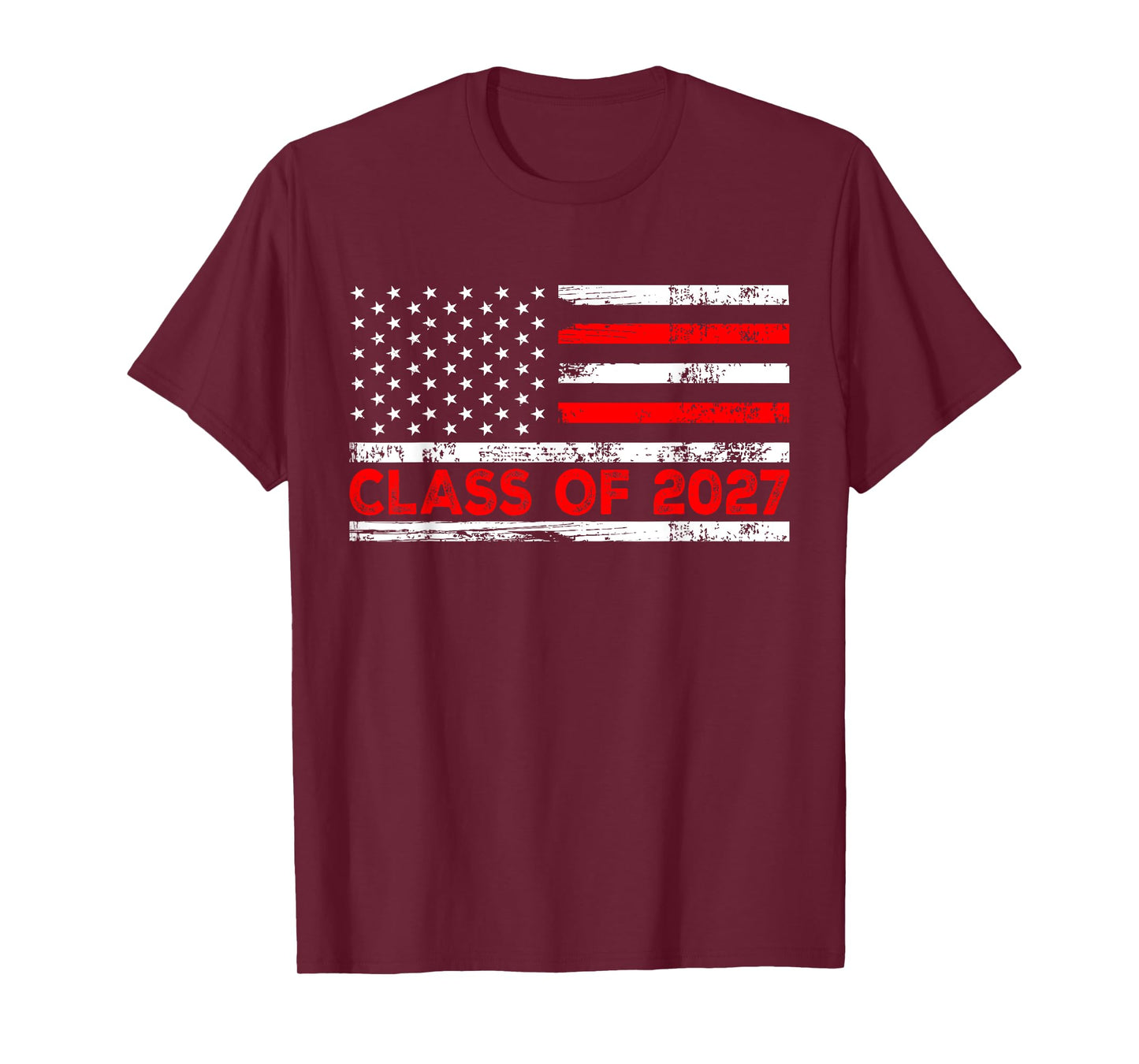 Class of 2027 Future Graduates Senior 2027 American Flag T-Shirt for Women Kids Men