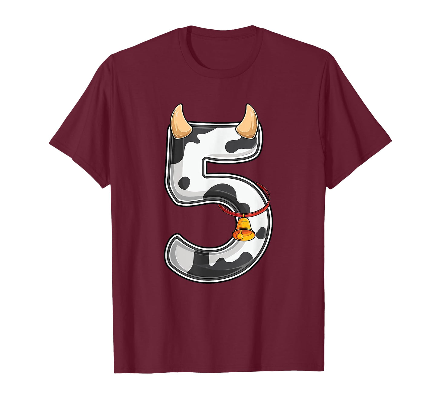 Cow Girl Boy Farmer Fifth 5th Birthday Five 5 Years Old Bday T-Shirt
