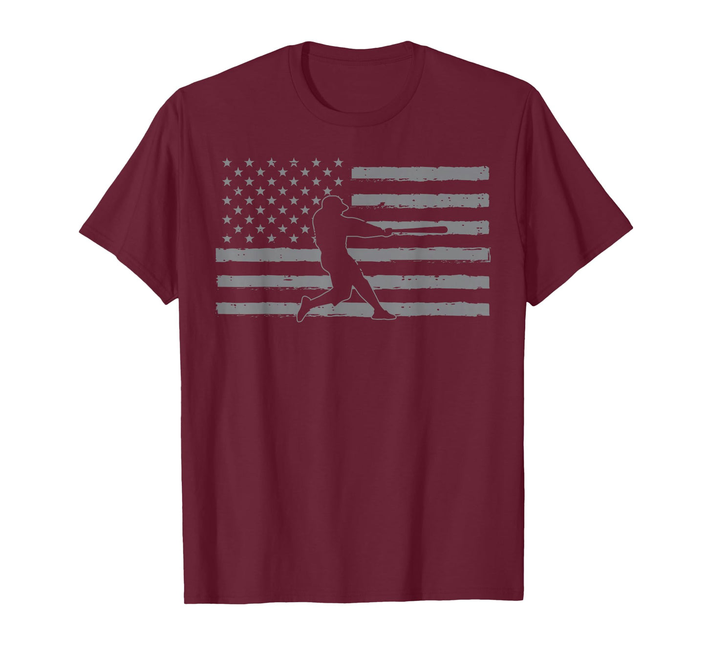 Baseball Batter American Flag USA Patriotic Men Women Kids T-Shirt