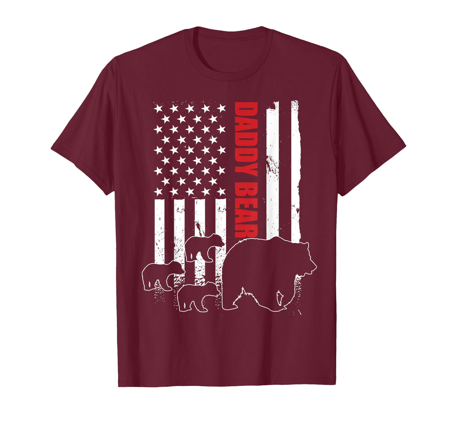 Daddy Bear with 3 cubs American Flag Daddy Bear Triplets T-Shirt