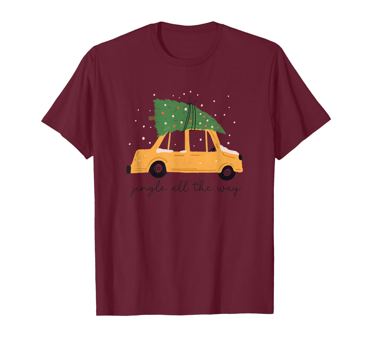 Minimalistic NYC Yellow Cab Christmas Tree on Car T-Shirt