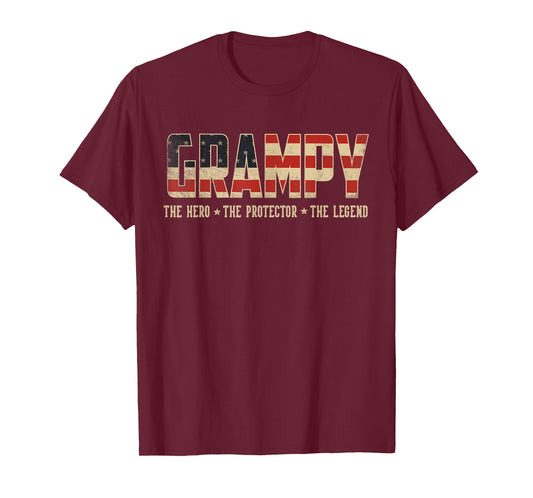 Grampy Protector Hero Legend USA Flag Grampy Father's Day T-Shirt