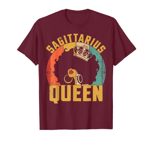 Birthday Afro Sagittarius Queen African American Black Women T-Shirt
