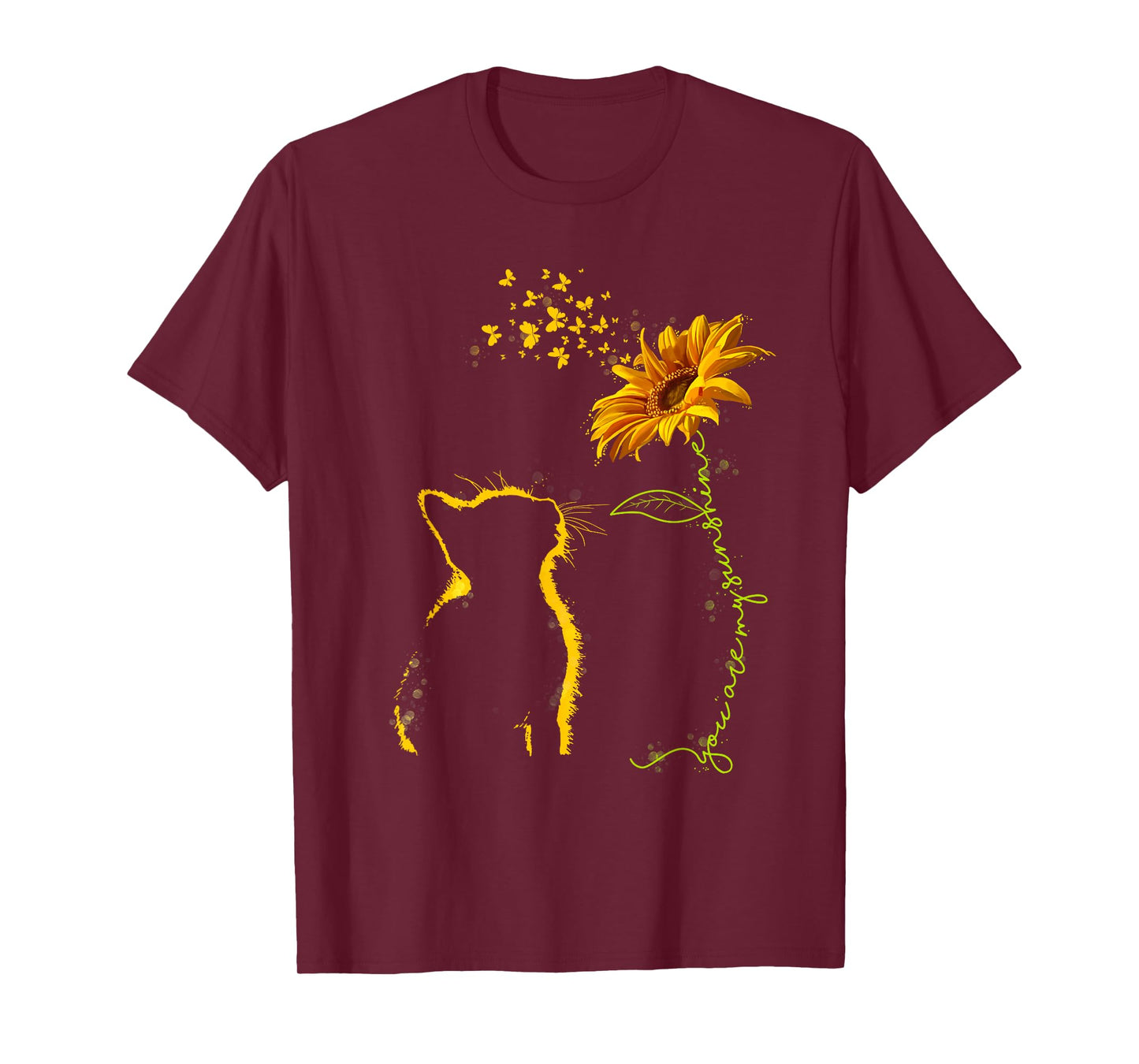 Sitting Yellow Kitten Sunflower Fragrance Butterfly T-Shirt Small