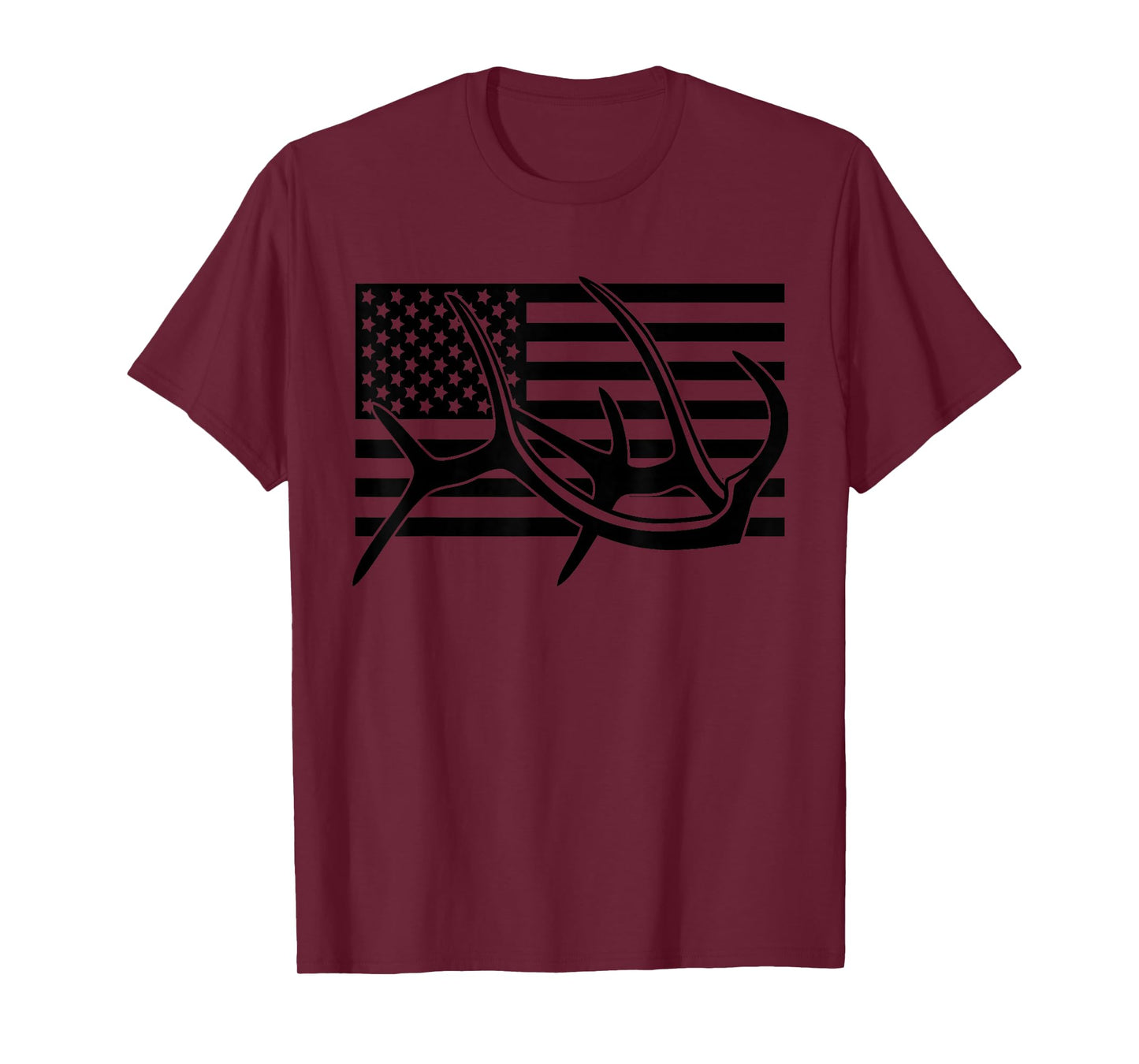BASBO American Flag Outdoor Antlers Elk Deer T-Shirt