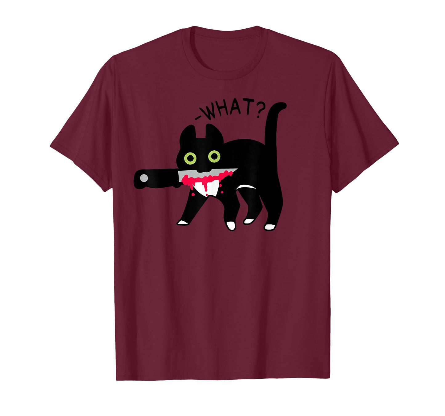 Cat What? Murderous Tuxedo Cat with Knife Halloween Costume T-Shirt