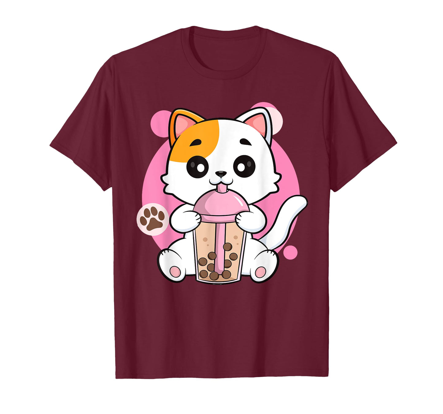 Cute Cat Shirt Boba Tea Anime Japanese Kids Teen Girl Kawaii T-Shirt