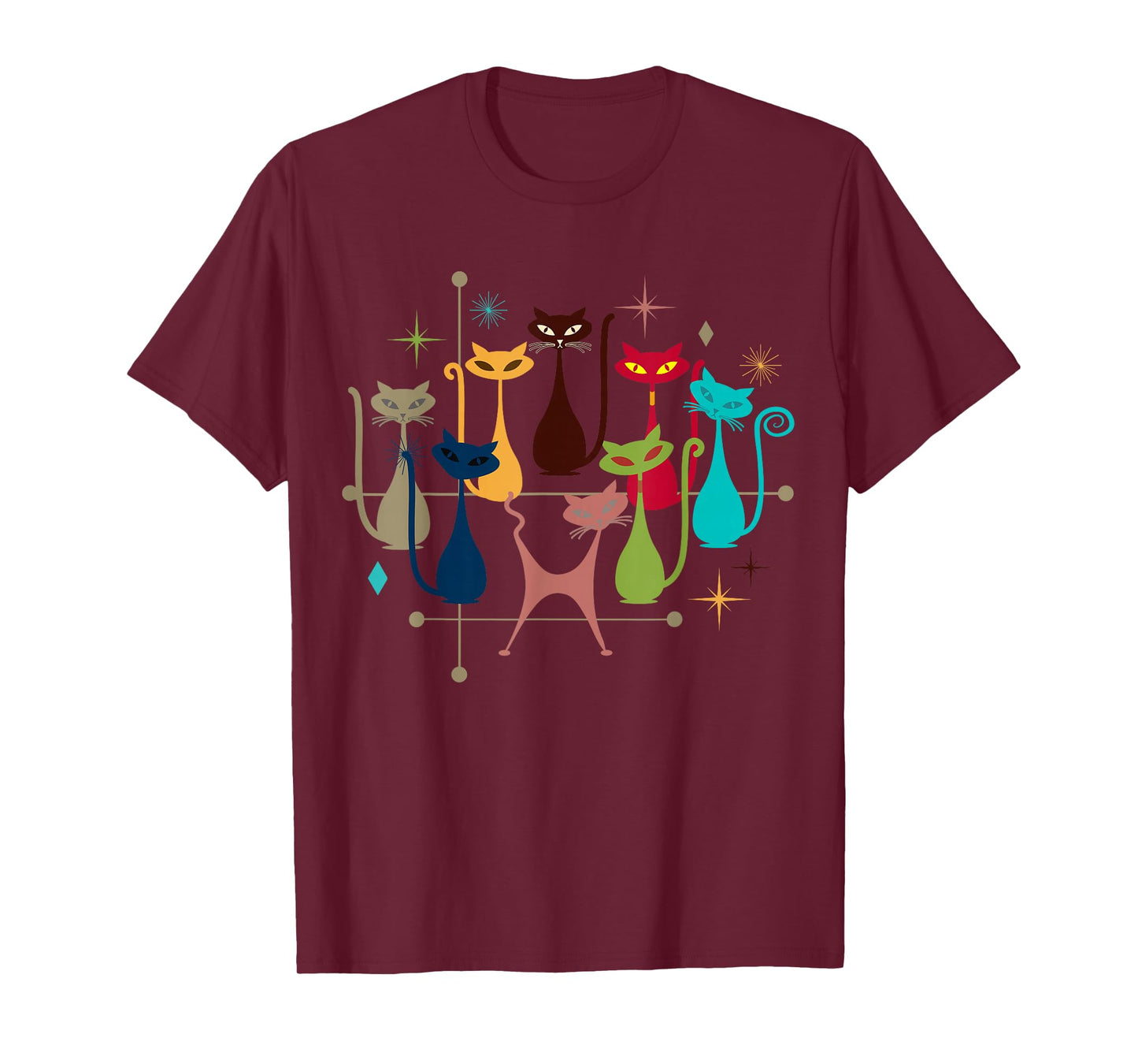 Retro Vintage Modern Look Cats 50s 60s Style Mid-Century T-Shirt