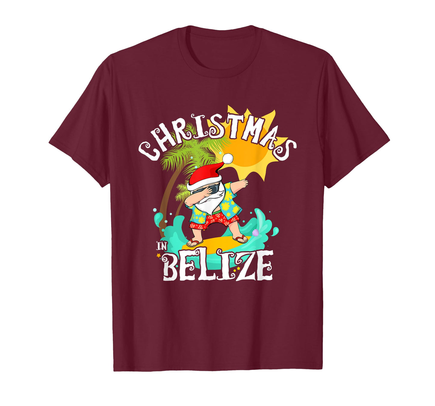 Christmas in Belize Dabbing Santa Family Vacation T-Shirt
