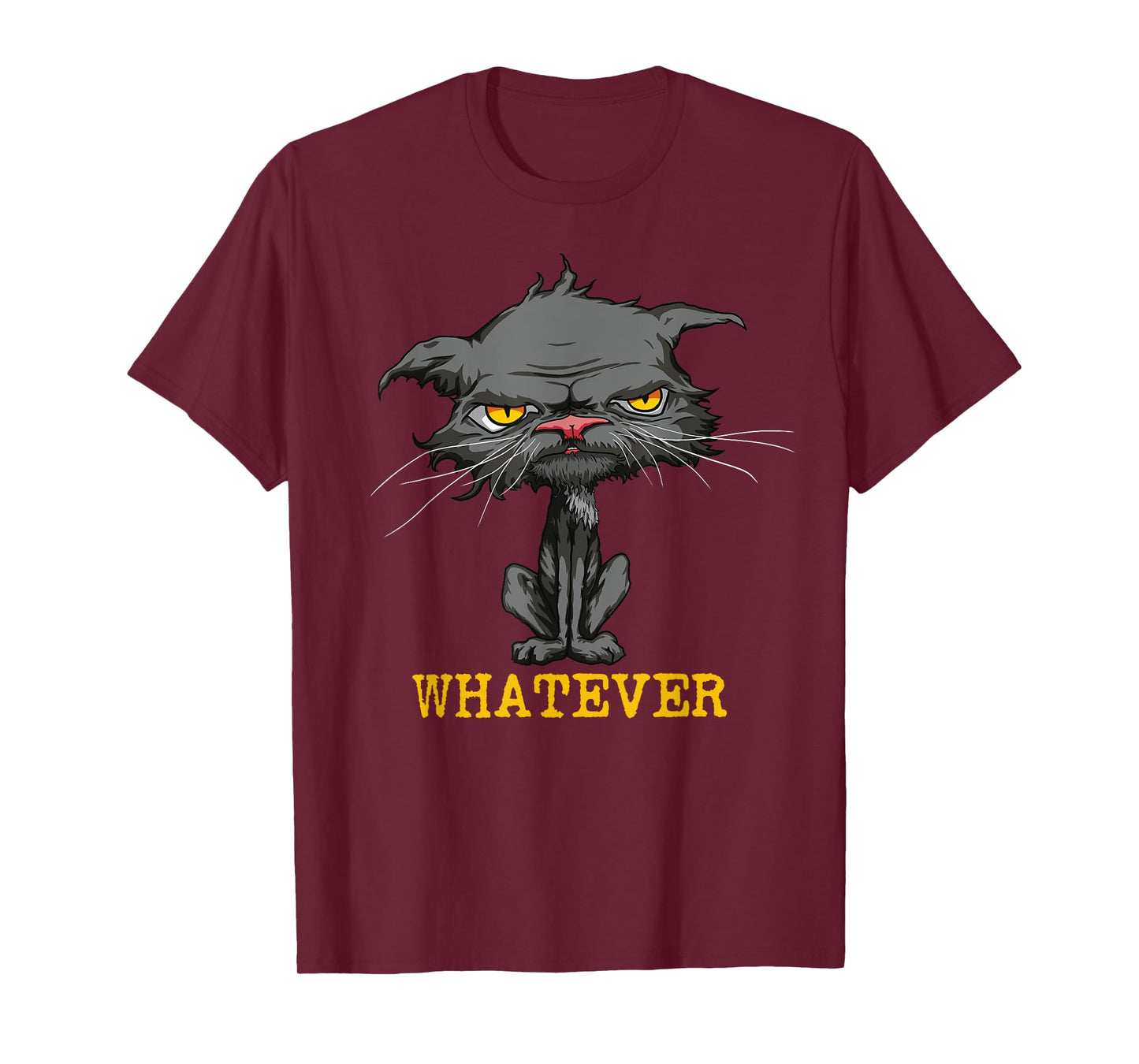 Whatever Angry Cat Funny Sarcastic Bored Cat Lovers Meh Men Women Kids T-Shirt
